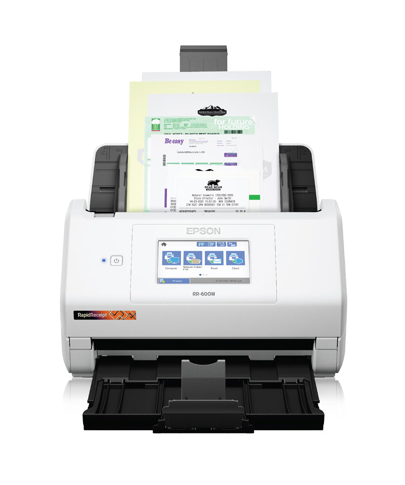 EPSON RapidReceipt™ RR-600W Wireless Duplex Touchscreen Desktop Receipt and Color Document Scanner
